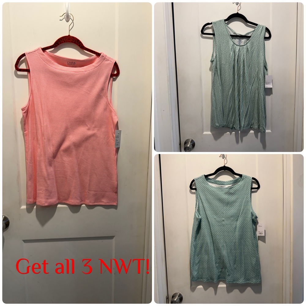 NWT Croft & Barrow 3 Piece Tank Top soft cotton stretchy soft summer. Get all 3!